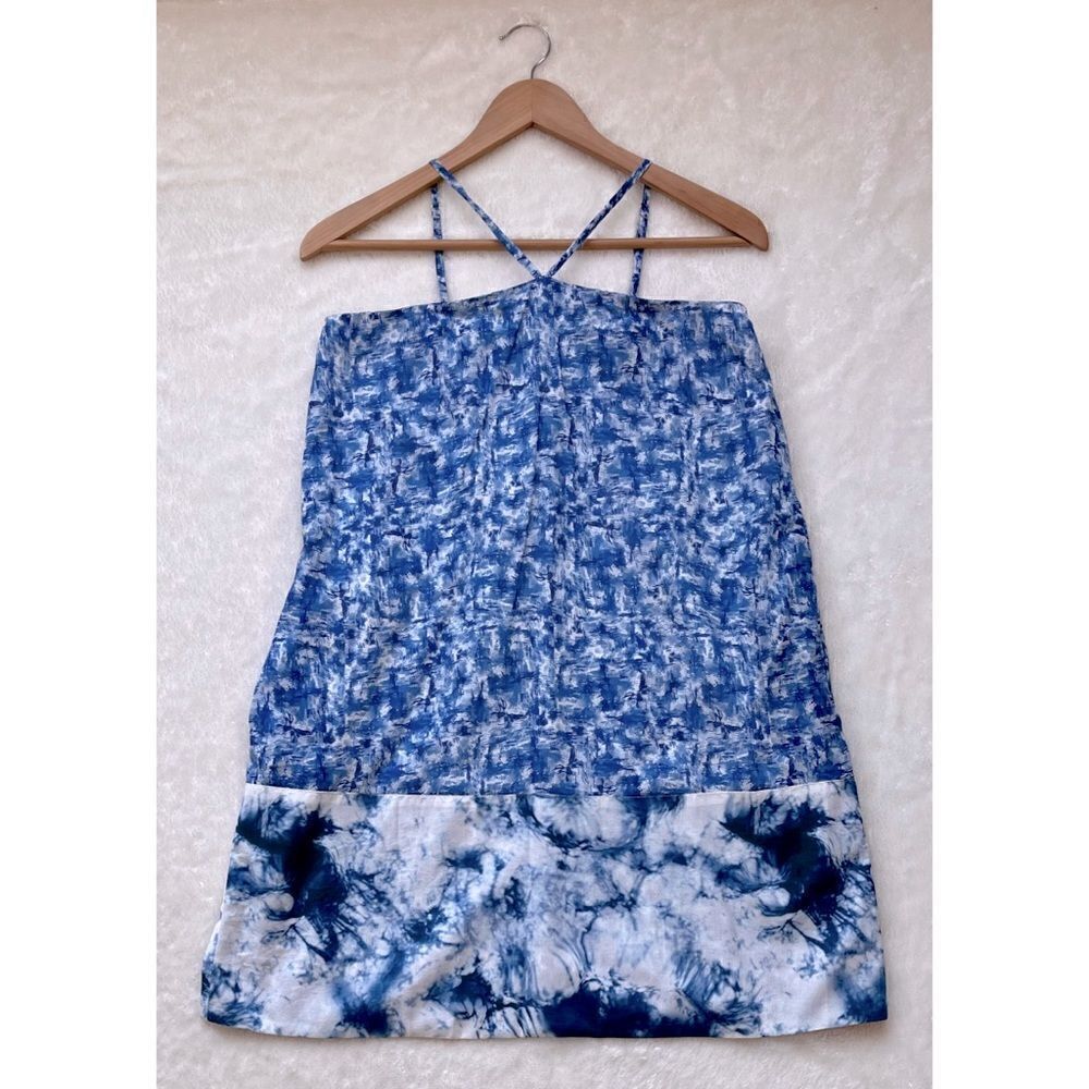 NWT AMUR Aminah Halter Dress in Mykonos Blue Brushstrokes, Size 2 - Picture 12 of 16